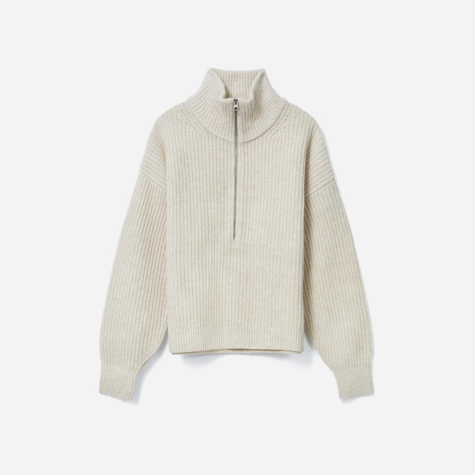 <p><strong>everlane</strong></p><p>everlane.com</p><p><strong>$145.00</strong></p><p><a href="https://go.redirectingat.com?id=74968X1596630&url=https%3A%2F%2Fwww.everlane.com%2Fproducts%2Fwomens-felted-merino-halfzip-sweater-hthr-oat&sref=https%3A%2F%2Fwww.harpersbazaar.com%2Ffashion%2Ftrends%2Fg40530790%2Fwomens-fall-sweaters%2F" rel="nofollow noopener" target="_blank" data-ylk="slk:Shop Now" class="link ">Shop Now</a></p><p>A recent reviewer is obsessed with this zip-up, saying "Such a great sweater to dress up or down! I sized up (M) for a looser fit - and I couldn’t be happier. Thinking about purchasing in other colors."</p>