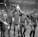 LiverpoolÃÂÃÂÃÂÃÂ¢ÃÂÃÂÃÂÃÂÃÂÃÂÃÂÃÂs Ian Callaghan, Ron Yeats, Wilf Stevenson, Gordon Milne and Roger Hunt parade the FA Cup around Wembley in 1965