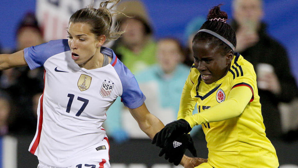 Leidy Asprilla pictured playing for Colombia against the USA in 2016. Pic: Getty