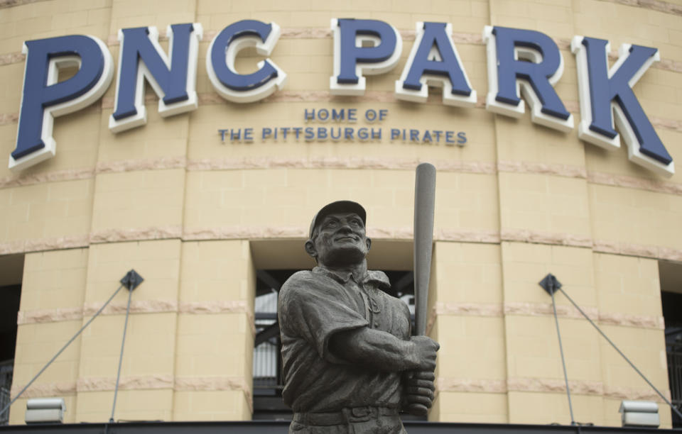 PITTSBURGH, PA - JUNE 5: The statue of Honus Wagner in front of PNC Park before the game between the Los Angeles Angels of Anaheim and the Pittsburgh Pirates at PNC Stadium on June 5, 2016 in Pittsburgh, Pennsylvania. (Photo by Matt Brown/Angels Baseball LP/Getty Images)