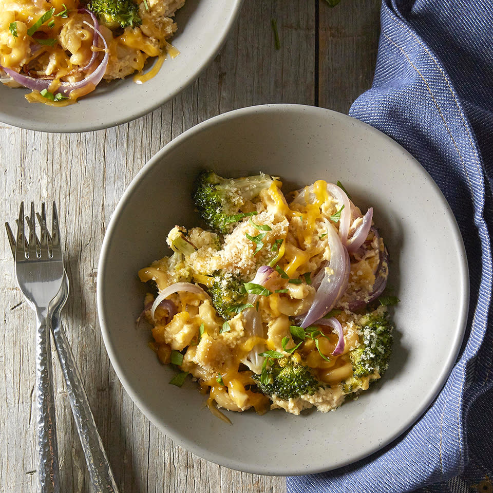 Mac & Cheese with Charred Broccoli & Onion