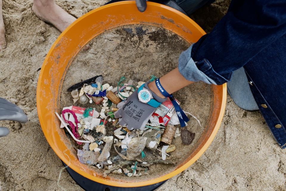 Some of the debris cleared from the beach in Biarritz. Photo courtesy of Breitling.