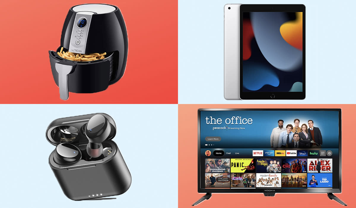 Air fryer, TV, Tozo earbuds, Apple iPad
