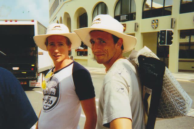 <p>Courtesy Josh & Seth Meyers</p> Josh and Seth in Bermuda in 2002.