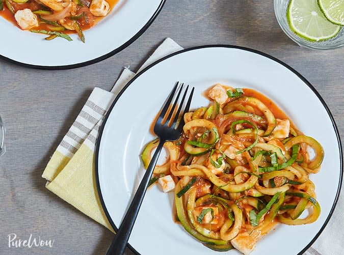 Zoodles with Tomato Sauce and Mozzarella