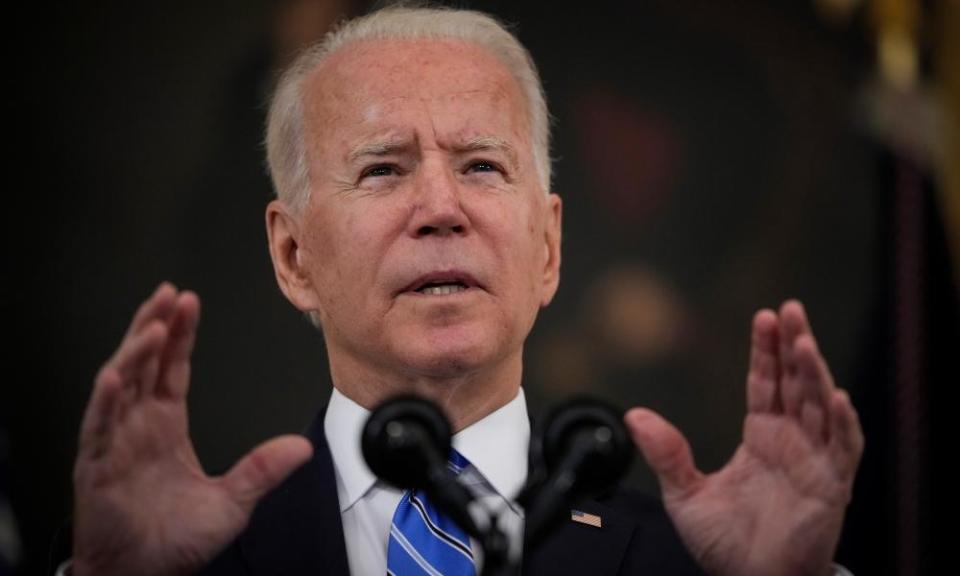 Joe Biden speaks about the nation’s economic recovery from the Covid-19 pandemic at the White House