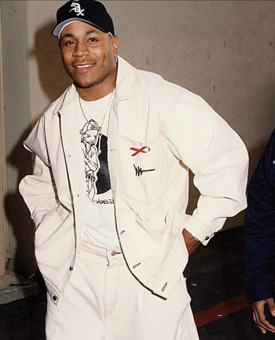 L.L. Cool J wears Walker Wear's Rough and Rugged suit in white.