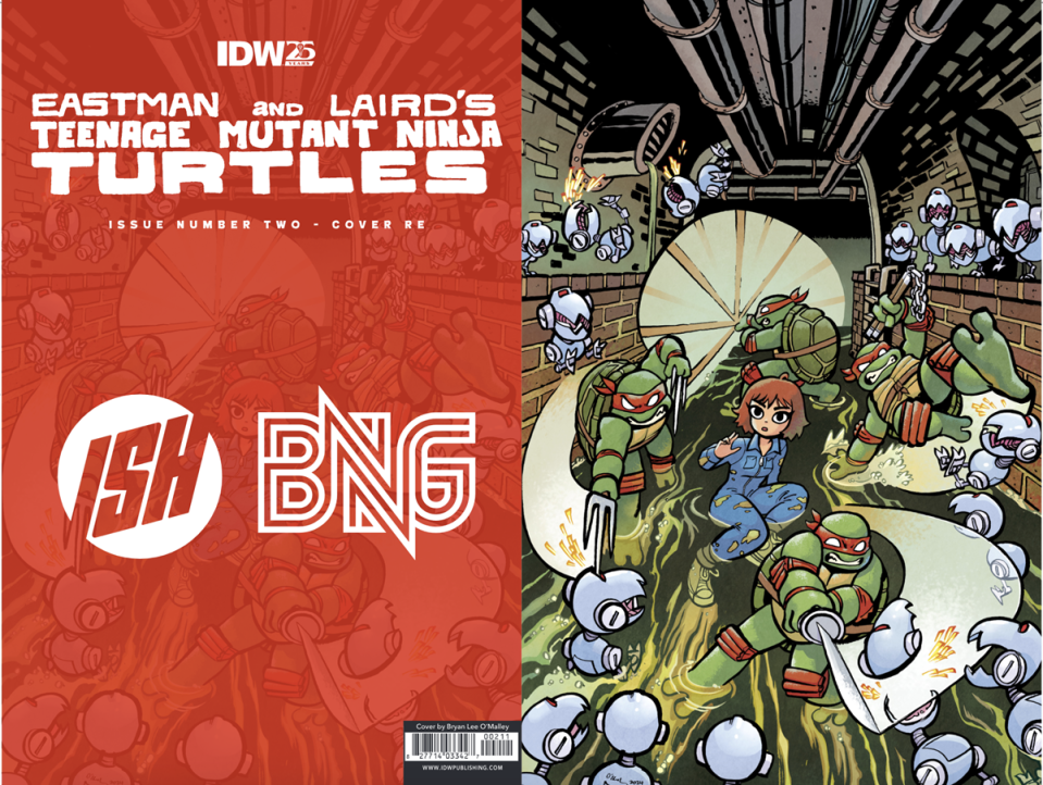 Teenage Mutant Ninja Turtles #2 Bryan Lee O'Malley cover from Bottleneck Gallery, Red Mask Virgin variant cover.