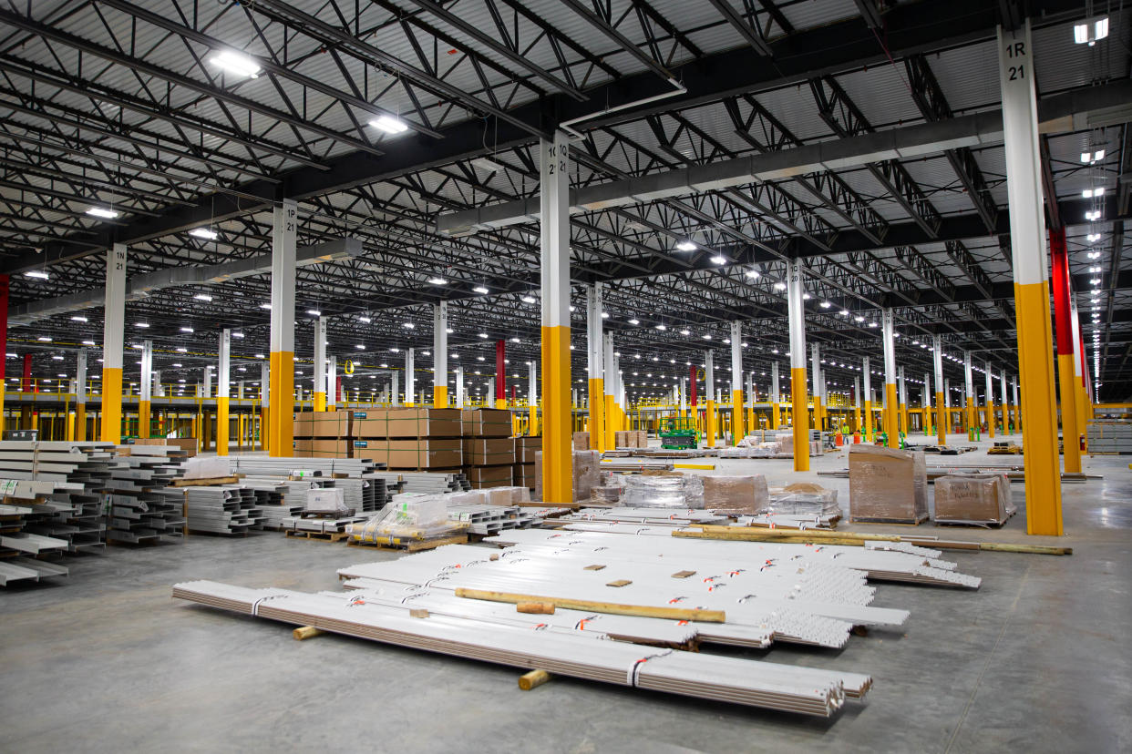 Product moving equipment will be installed in the Amazon warehouse along the Indiana Toll Road in the next several weeks.