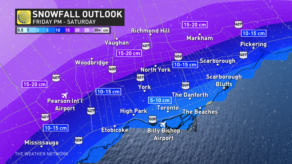 Ontario GTA snowfall accumulations