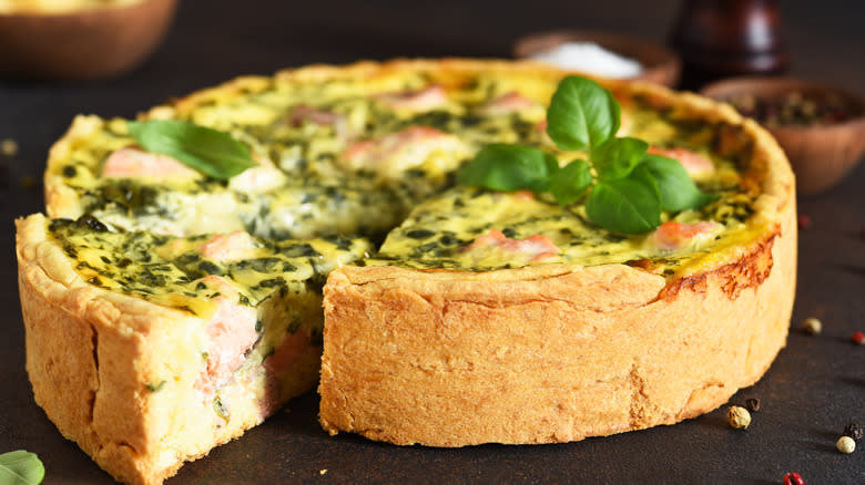 salmon quiche with basil