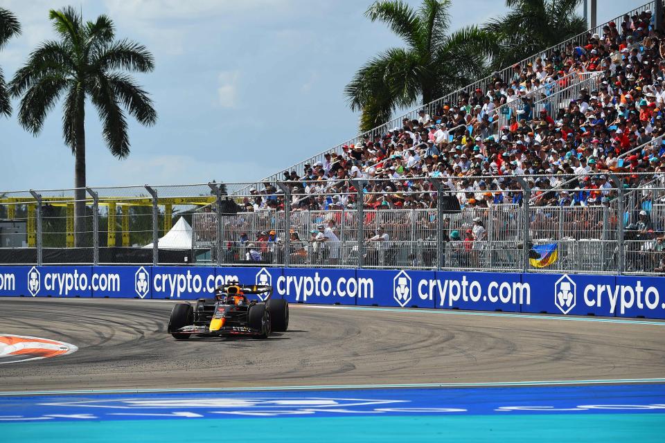 Red Bull driver Max Verstappen rounds a corner on his way to victory in the Miami Formula One Grand Prix on Sunday.