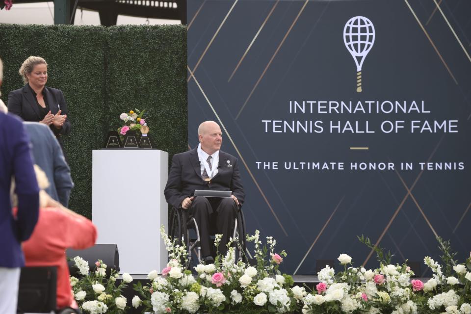 Rick Draney at the International Tennis Hall of Fame induction ceremony on Saturday in Newport.