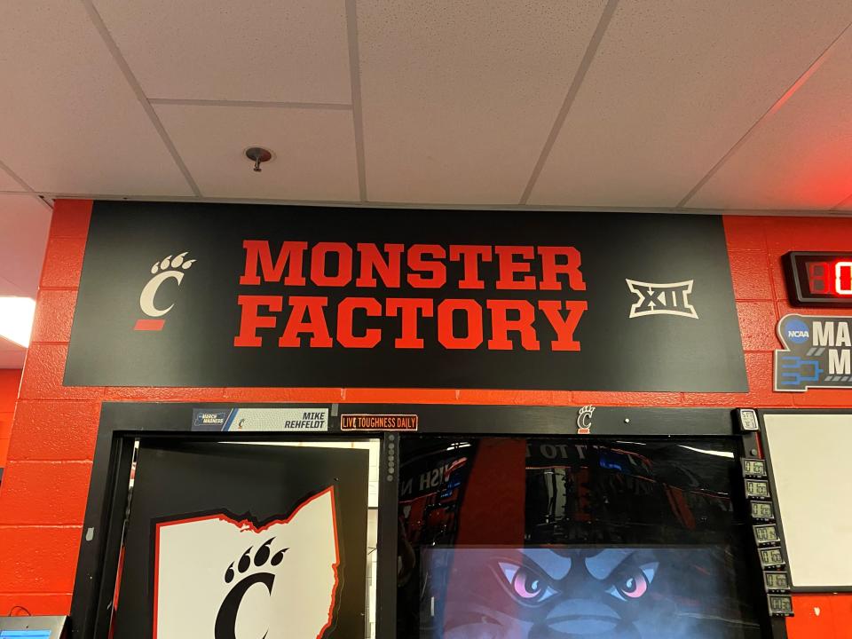 A view inside the office of basketball strength coach Mike Rehfeldt, an area known as the "Monster Factory".