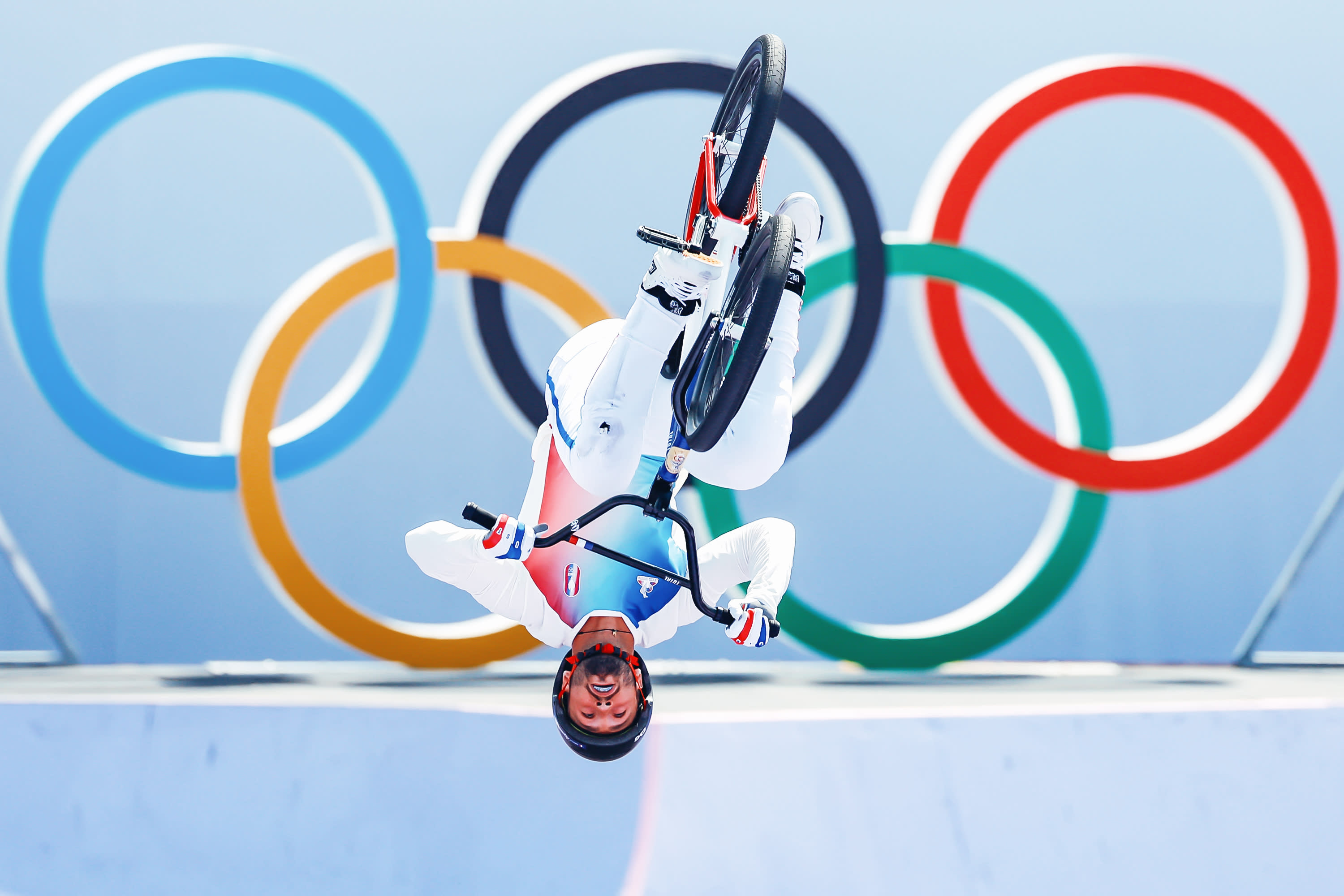 France's Anthony Jeanjean competes in the Men's Cycling BMX Freestyle Park Final during the Paris 2024 Olympic Games in Paris, on July 31, 2024. (Photo by ODD ANDERSEN/AFP via Getty Images)
