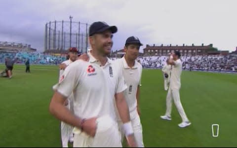 Cook congratulates Anderson - Credit: Sky