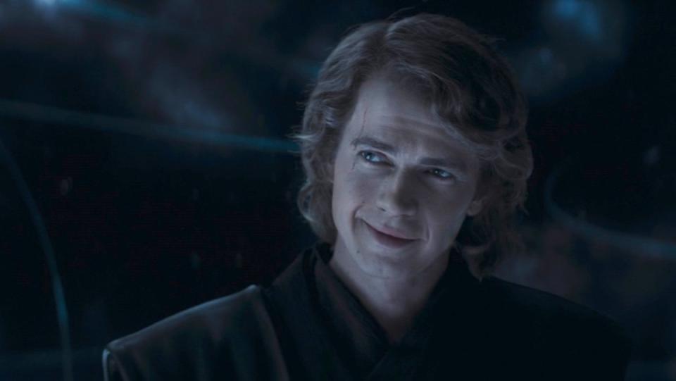 Hayden Christensen as Anakin Skywalker smiles on Ahsoka