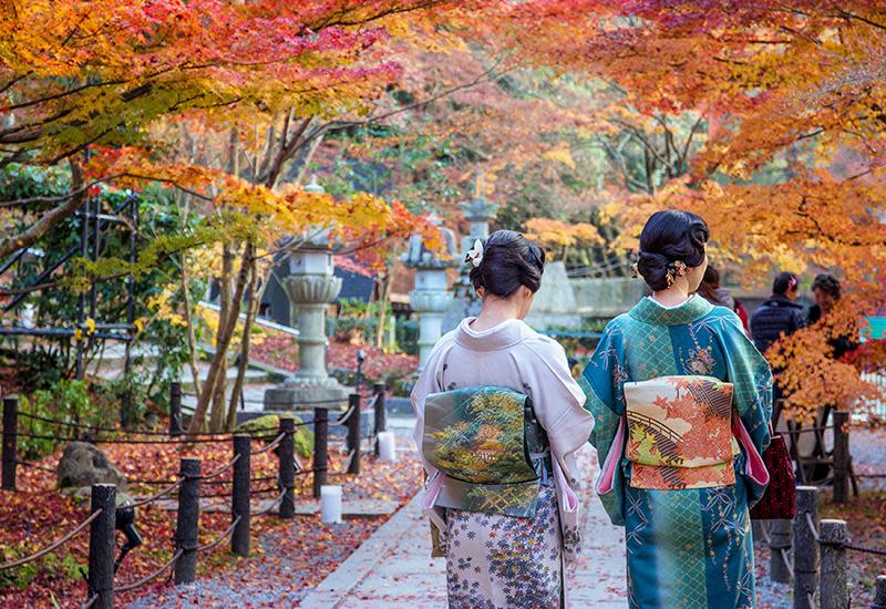 Wander around in a Kimono