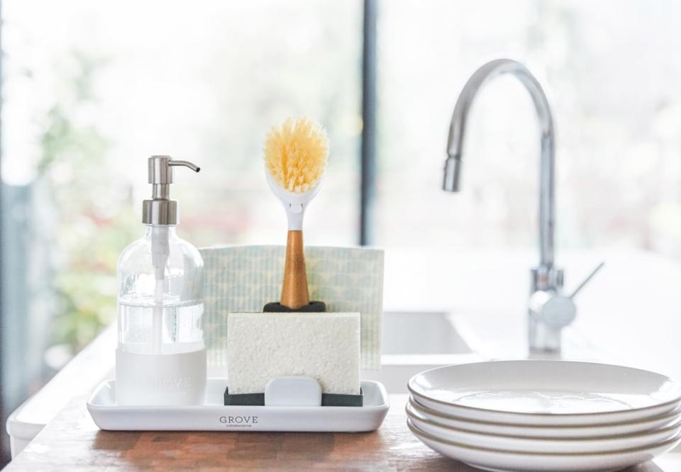 Grove Collaborative Sink Caddy & Modern Stoneware Tray Set