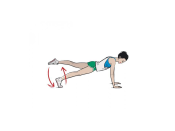 <p><strong>1/ </strong>Assume the plank position.</p><p><strong>2/ </strong>Lift one leg up and hold for 15 seconds. Place it down and lift the other leg for 15 seconds. Hold the plank with both legs on the floor for 30 seconds. That's one rep.</p>