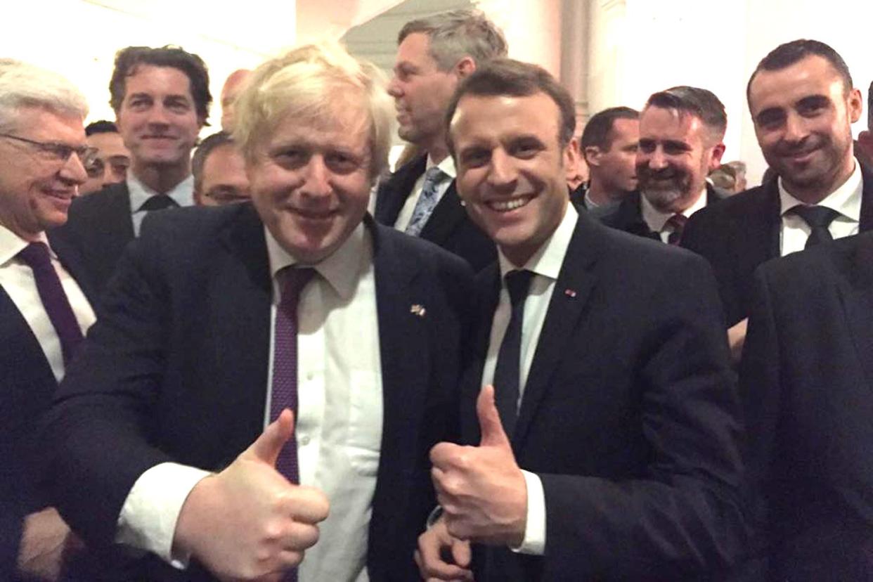 Thumbs up: Foreign Secretary Boris Johnson and French President Emmanuel Macron: @BorisJohnson