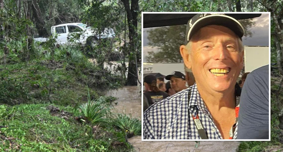 Pictured is Peter Wells, 71, who died on Thursday when the utility he was driving was swept away in floodwaters in Greenbank in Ipswich. 