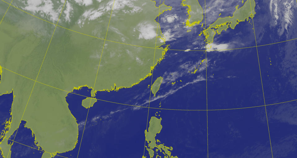 今、明（20、21日）兩天台灣各地大多為多雲到晴。（圖取自中央氣象署網站）