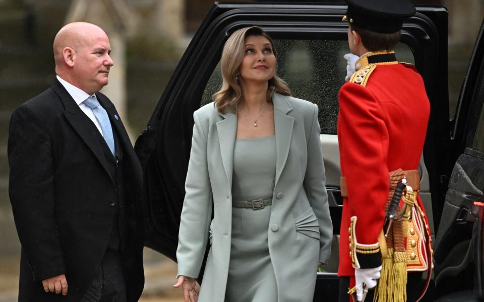 Olena Zelenska walks outside Westminster Abbey - Reuters