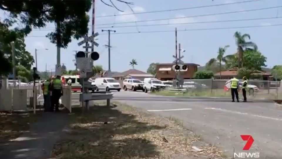 Police were unsure how the man in the mobility scooter made his way past the boom gate. Source: 7 News