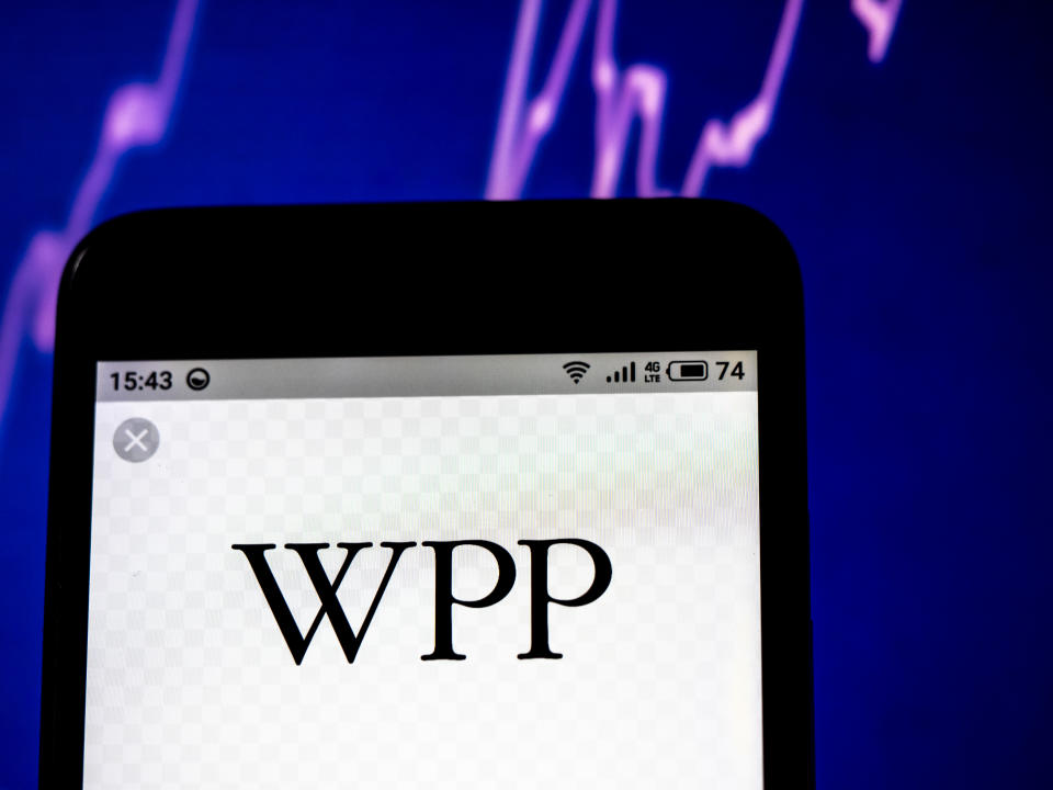 WPP plc company logo seen displayed on a smart phone. Photo: by Igor Golovniov/SOPA Images/LightRocket via Getty Images