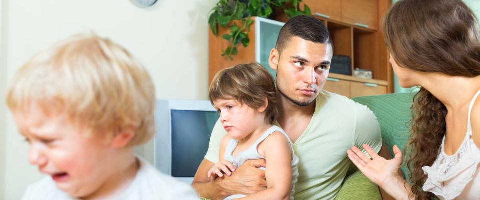 Stressed-out young family