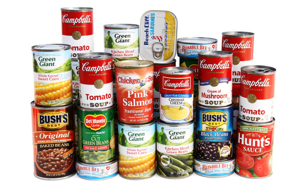 <p>Keep a three-day supply of canned goods and other non-perishable items in the event you aren’t able to rely on your refrigerator: canned meat and vegetables, cereal, powdered milk, and peanut butter. Canned goods are typically inexpensive, and even more so when you’re able to buy them in bulk.</p>