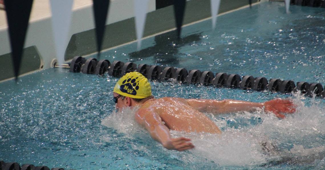 Northwest junior Brock Wallace won two gold medals at the Class 6A Kansas high school boys swimming state championships.