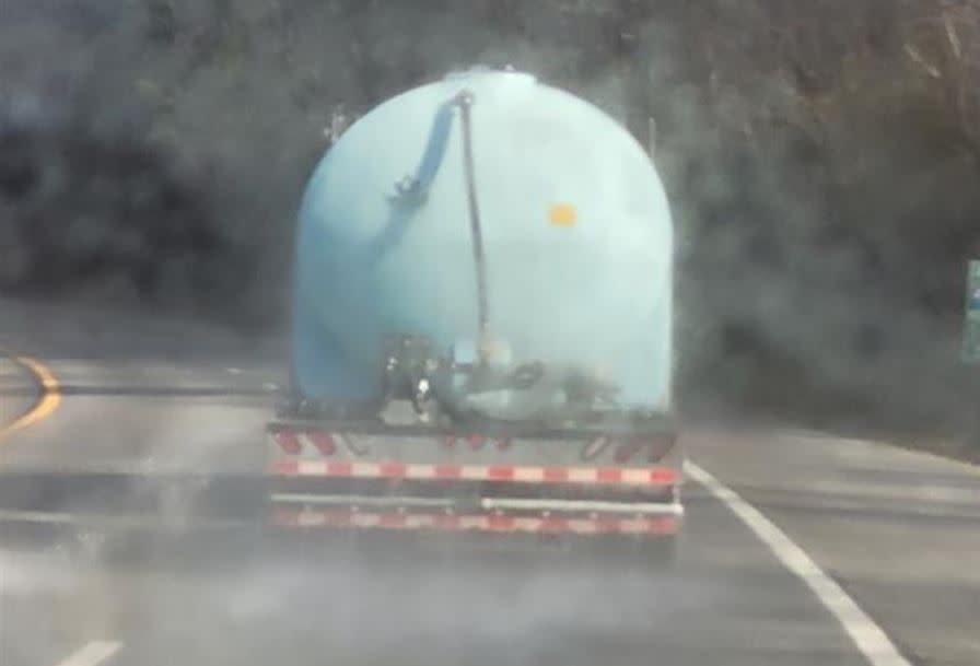 NCDOT image of crews applying brine to roads in North Carolina mountains on Sunday.