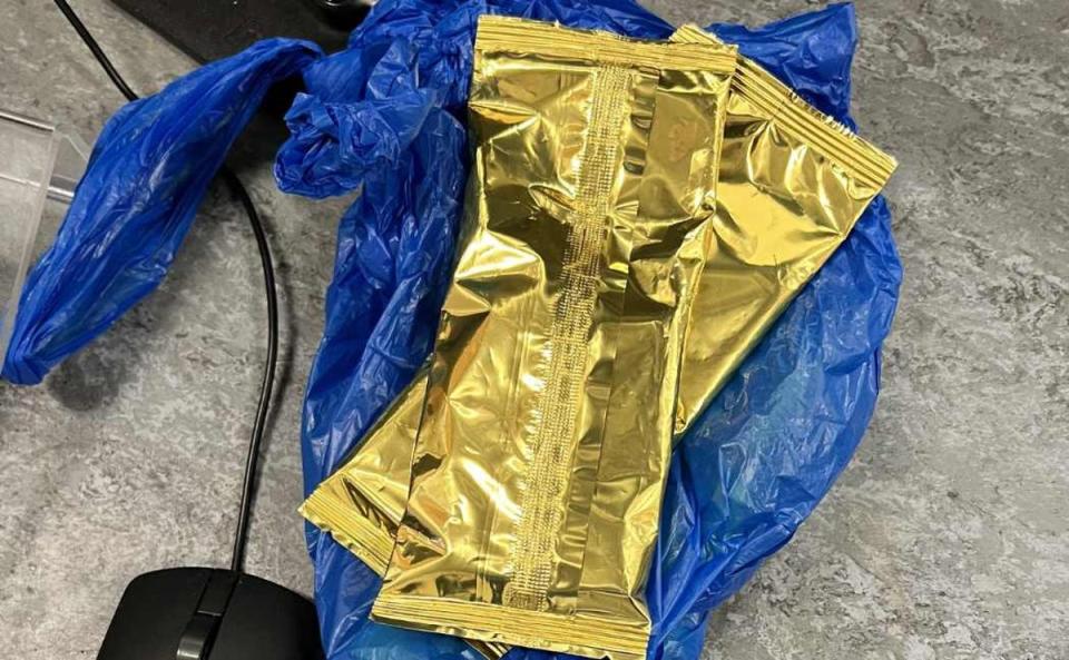 The chocolates were advertised as ‘Cali-gold’ and wrapped in gold foiled packaging (Nottinghamshire Police)
