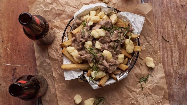 Duck poutine with cheese curds