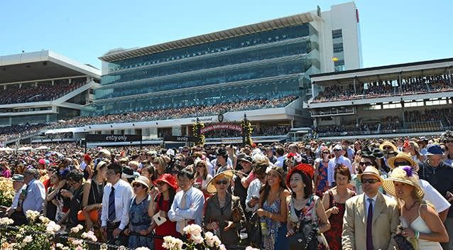 Melbourne Cupgoers last year were greeted by clear blue skies. Photo: Getty.