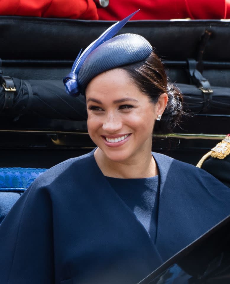 The Duchess of Sussex debuted her new ring at the Trooping the Colour. Photo: Getty Images