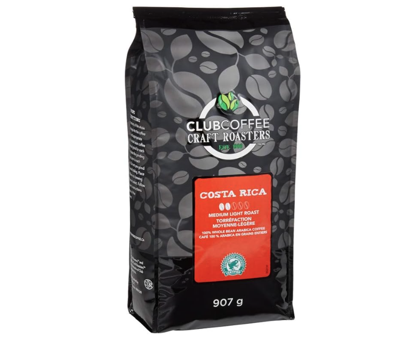 Club Coffee Craft Roasters Costa Rica - Medium Light Roast. Image via Amazon.