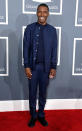 <b>Frank Ocean</b><br> <b>Grade: B</b><br> Staying true to his name, Frank Ocean – who received six Grammy nominations – kept things simple in a navy bomber and matching slacks from Dior Homme. Are you a fan of his understated look?