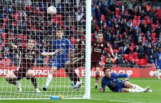 Chelsea’s Ben Chilwell scores, only for his goal to be ruled out after a VAR check for offside 