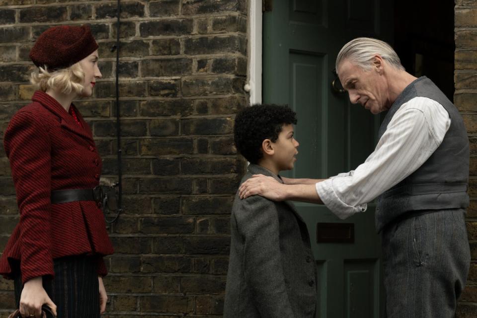 Saoirse Ronan, Elliott Heffernan and Paul Weller in ‘Blitz’ (Apple)