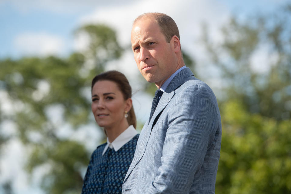 Catherine, Duchess of Cambridge and Prince William, Duke of Cambridge visit to Queen Elizabeth Hospital in King's Lynn as part of the NHS birthday celebrations on July 5, 2020 in Norfolk, England. Sunday marks the 72nd anniversary of the formation of the National Health Service (NHS). The UK has hailed its NHS for the work they have done during the Covid-19 pandemic. (Photo by Joe Giddens - WPA Pool/Getty Images)