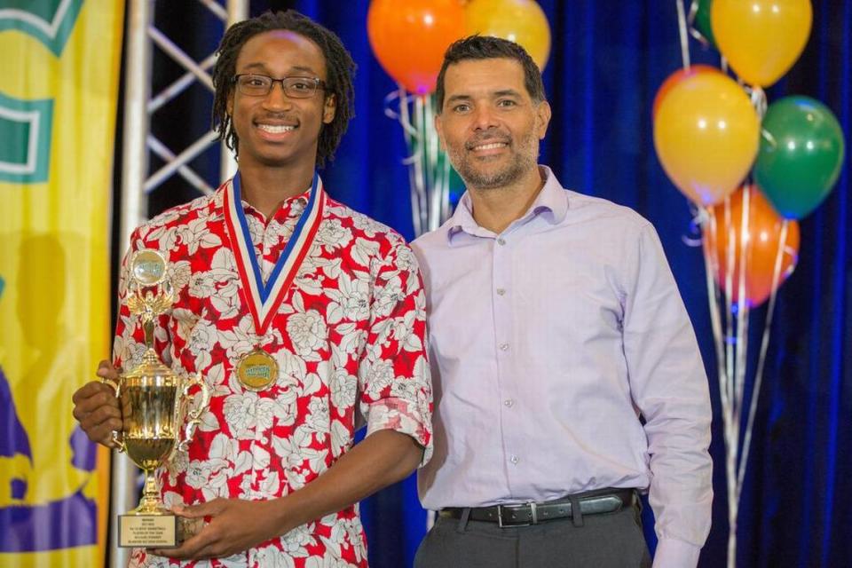 Michael Forrest from Blanche Ely wins 9A-7A Basketball Player of the year.