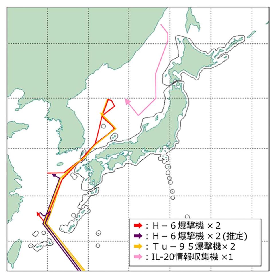 <div class="inline-image__caption"> <p>A map created by the Japanese Ministry of Defense shows the flight paths of the Chinese and Russian aircraft.</p> </div> <div class="inline-image__credit"> Japanese Ministry of Defense </div>