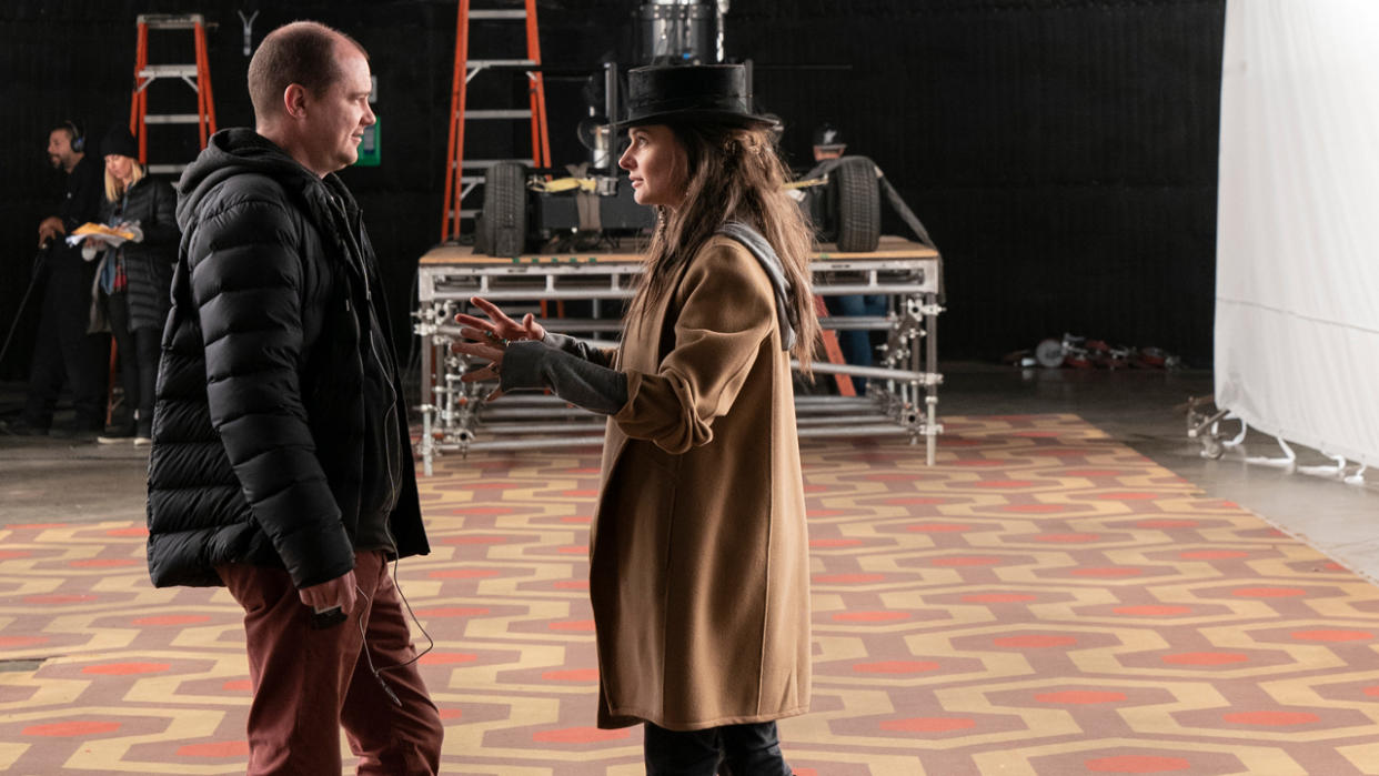  Mike Flanagan and Rebecca Ferguson behind the scenes of Doctor Sleep in the Overlook Hotel. 