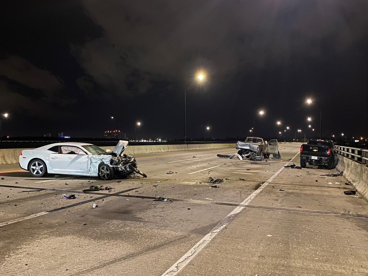 A crash on the Edison Bridge Tuesday night sent several people to the hospital. Fort Myers police said there was serious bodily injury involved. Further details were not immediately available.