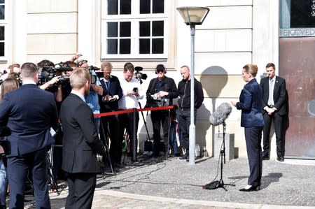 Denmark's Prime Minister Mette Frederiksen addresses the media regarding U.S. President Donald Trump's cancellation of his visit to Denmark, in Copenhagen