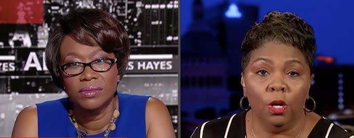 Rev. Traci Blackmon (right) speaks with MSNBC's Joy Reid. (Photo: MSNBC)