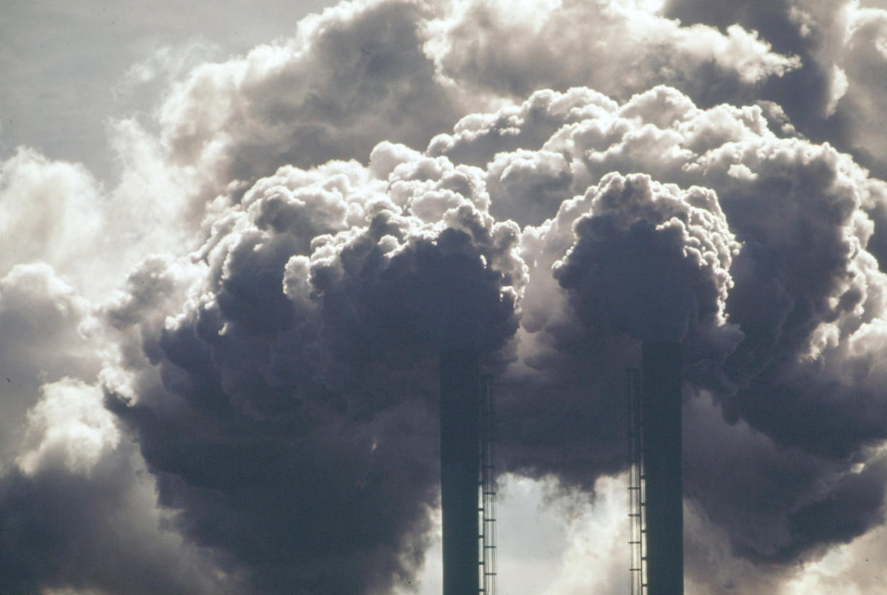 Sulphur Fumes Pour Out of the Smokestacks of the Olin Mathieson Chemical Plant 07/1972 Lake Charles, LA - Credit: HUM Images/Universal Images Group/Getty Images